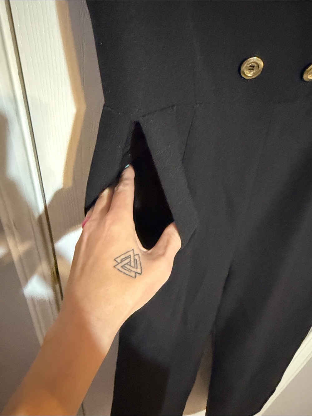 Tahari Black Sleeveless Double-Breasted Wide-Leg Jumpsuit - Picture 3 of 4